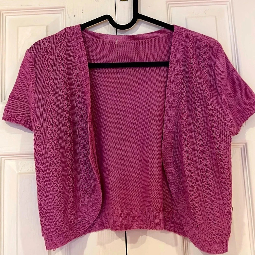 Vintage knit cropped open cardigan Sz s